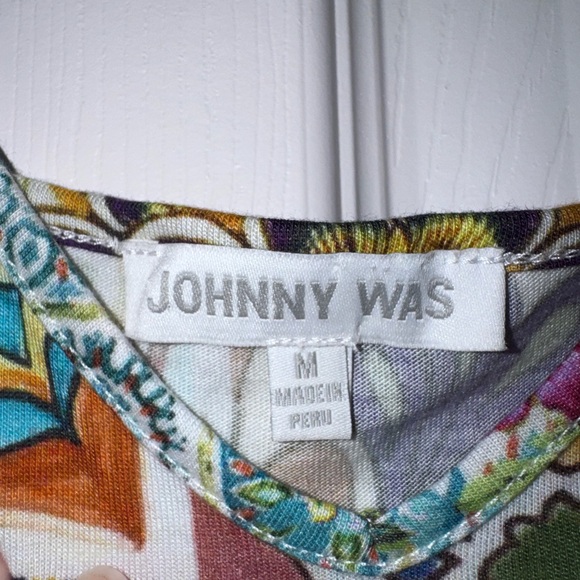 Johnny Was Boho Slip Dress Patchwork Floral Tile Print Pima Cotton Modal Size M - Picture 8 of 13